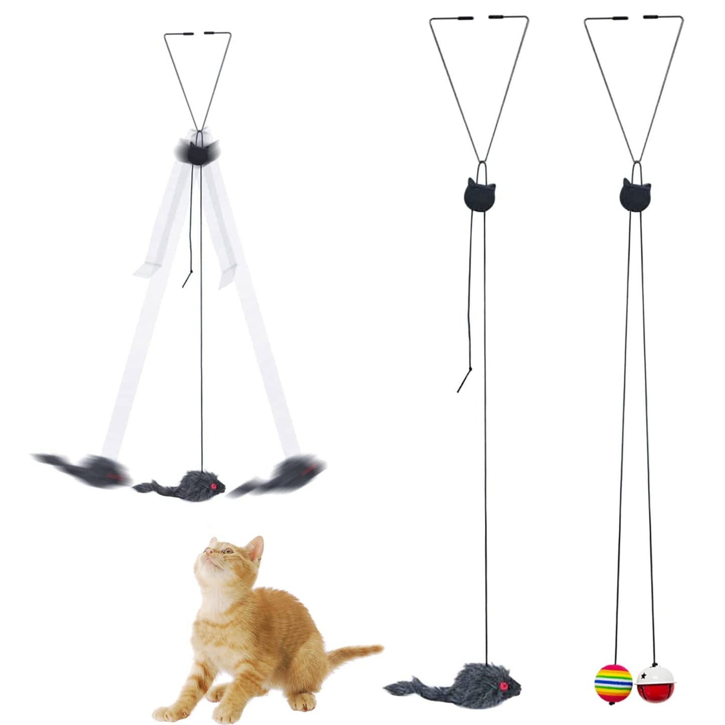Mice Toys for Indoor Cats - 2 Pack Hanging Door Cat Toys