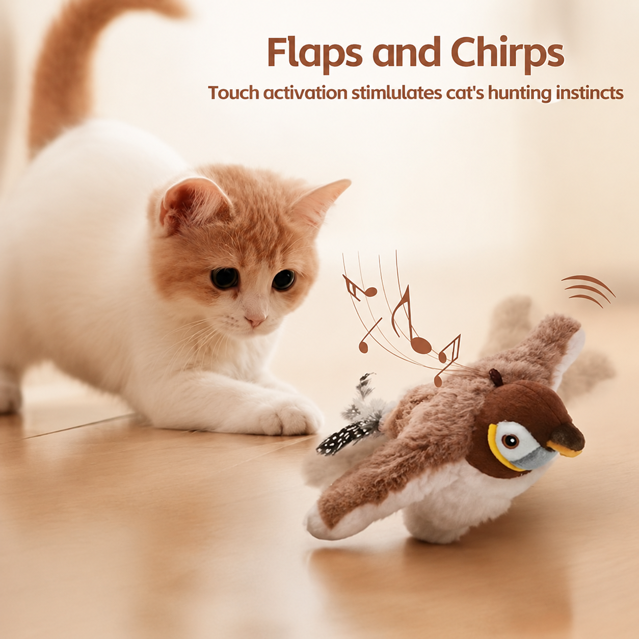 PurrFlap™ Vibrating Bird Toy — Touch-Activated Cat Entertainer