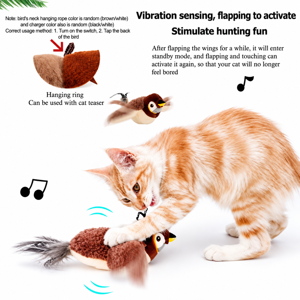 PurrFlap™ Vibrating Bird Toy — Touch-Activated Cat Entertainer