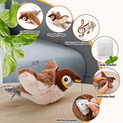 PurrFlap™ Vibrating Bird Toy — Touch-Activated Cat Entertainer